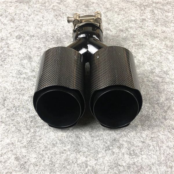 

1 piece y style equal length exhaust pipe for akrapovic glossy black stainless steel universal car double bright carbon tail pipes exhaust t