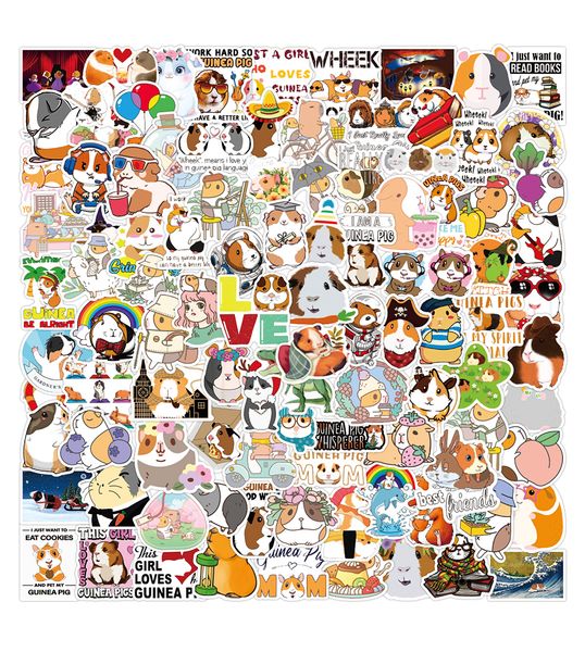 

cartoon domesticated guinea pig stickers 50pcs waterproof decor lapskateboard water bottle guitar cute sticker kids teens and adults