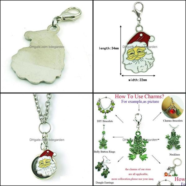 

charms jewelry findings components 30 pieces christmas floating lobster clasp white enamel santa claus pendants diy c dhvqh, Bronze;silver