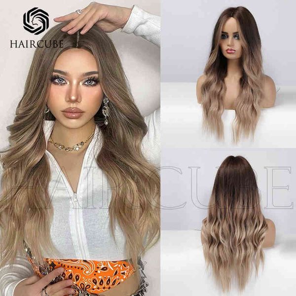 Женская блондинка средней длины Curly Wigs 220527