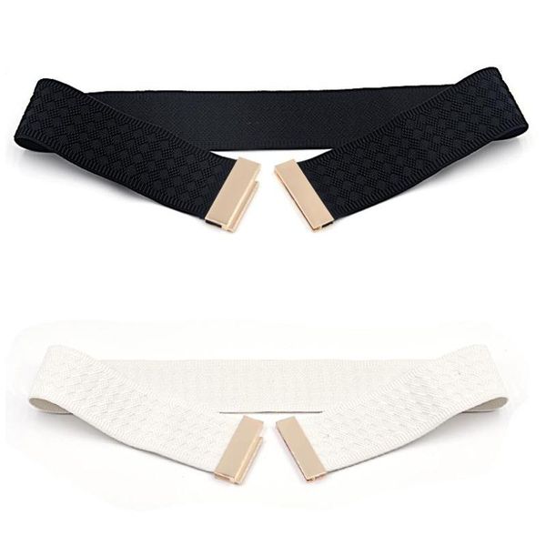 Cintos 1pc Mulheres elásticas de cintura ampla Vestido de cintura dourado fêmea fêmea soild strap branca cinturones para mujerchebsbelts -biéis