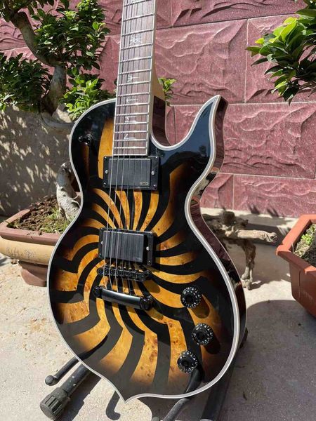 

custom burst color ebony fingerboard irregular shape electric guitar emg pickup