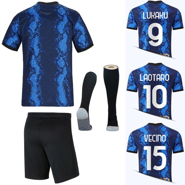 

soccer jersey barella vidal inter lautaro eriksen alexis dzeko correa 21 22 football shirts 2022 uniforms men kids kit socks sets training h, Black;blue