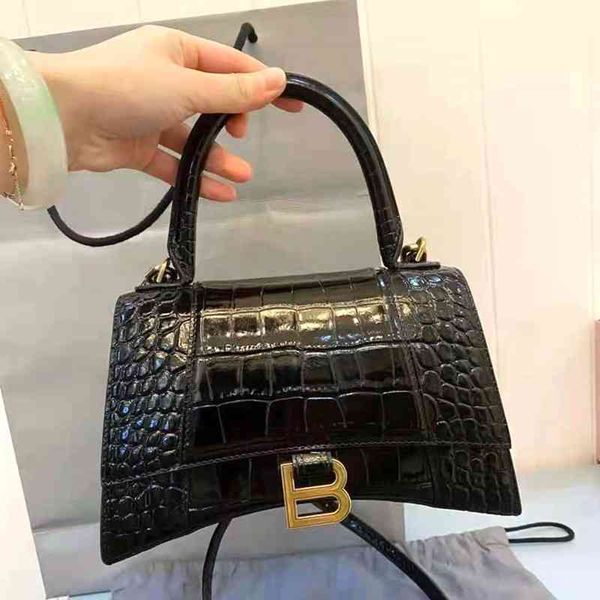 

classic women balencaigass bags hourglass bag high version b home women's leather crocodile 2022 fashionable one shoulder diagonal hand