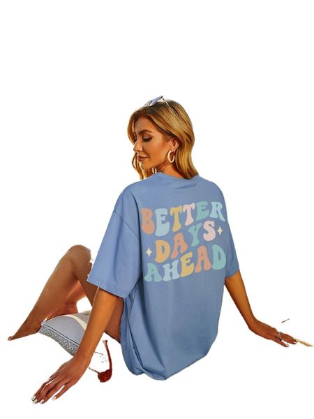 

slogan graphic drop shoulder tee d2az#, White