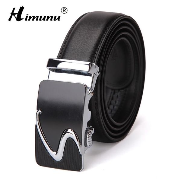 

[himunu] fashion enuine leather man belt belts men automatic buckle business jeans mens belt230q, Black;brown