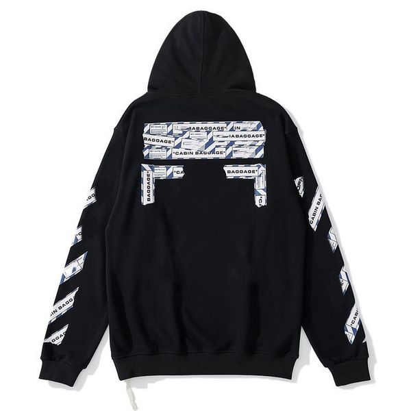 

loose mens classic offs hoodies fashion sweatshirts zipper hoodie cotton pullover long sleeved back oil paint arrow x men women hooded jack, Black
