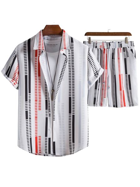 

men striped shirt & shorts without tee r7xa#, Gray