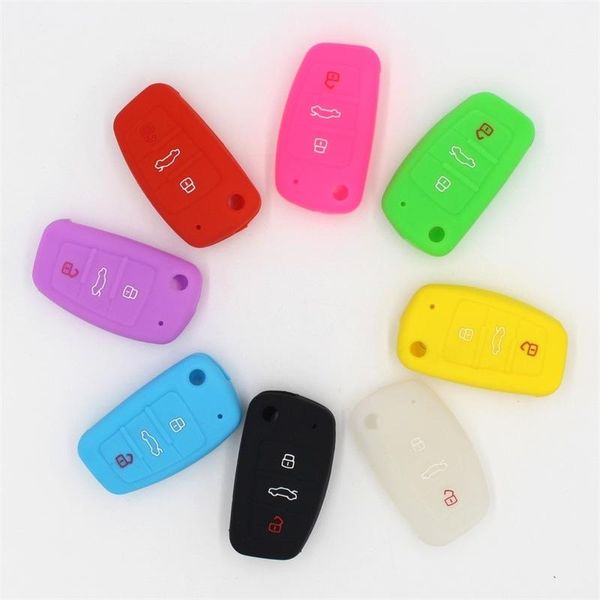 

3 button silicone car remote key fob shell cover key case for audi