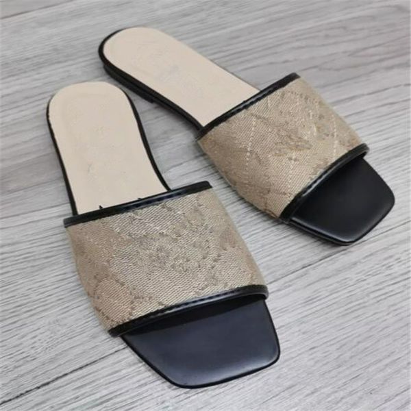 

designer summer beach slippers fashion loafers lazy low heeled leather letters lady slides women shoes metal buckle ladies sandals large siz, Black