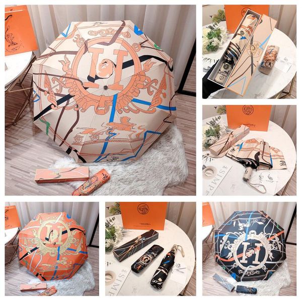 

colorful designer umbrella party favor fashion fully automatic high toughness letter brand h umbrellas sunny days outdoor uv protection suns