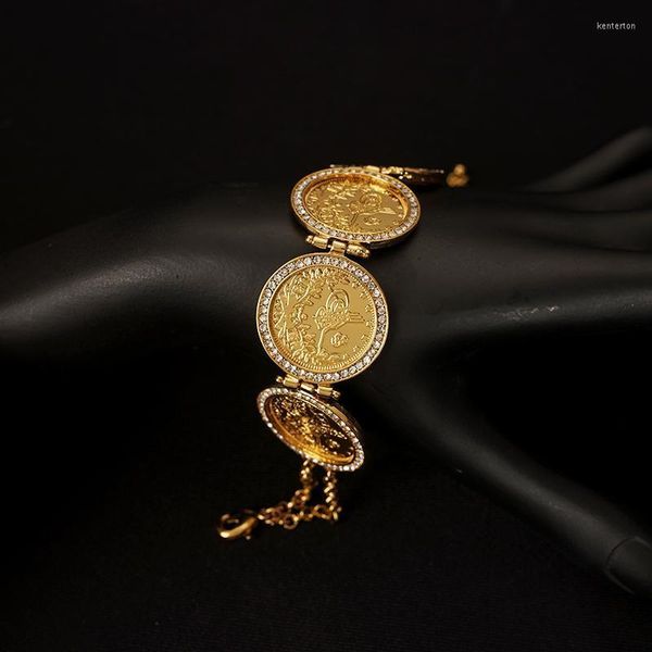 Очарование браслетов Турецкая золотая цепь с хрустальными османскими свадебными украшениями для невесты арабских женщин Bijouxcharm Kent22
