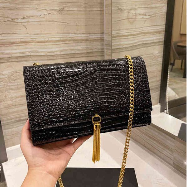 

chain crossbody bag women handbag purse alligator design shoulder bags genuine leather fashion letter golden hardware flap