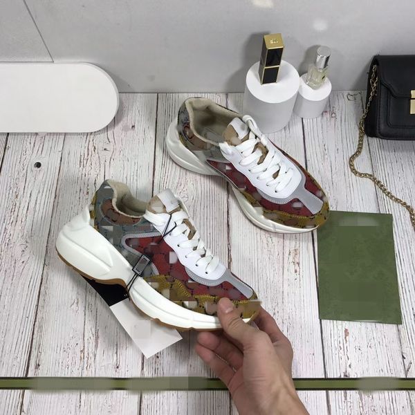 

2022 designer shoes rhyton sneakers beige men trainers vintage luxury chaussures ladies size 35-45 kjmmuu003 asdadwdaadawd, Red;white