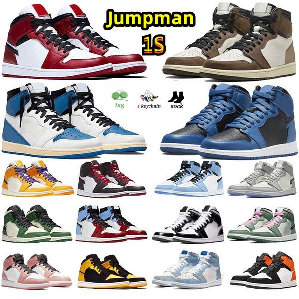 

2022 jumpman 1 mens basketball shoes high unc university blue 1s gold cactus jack obsidian banned bred bordeaux fragment toe men women train