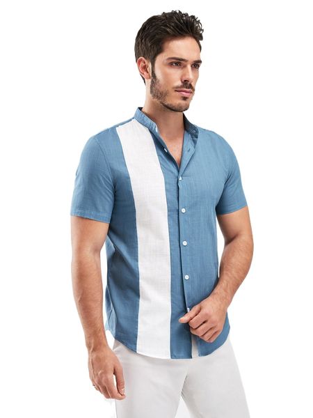 

men two tone mock neck shirt l2lw#, White;black