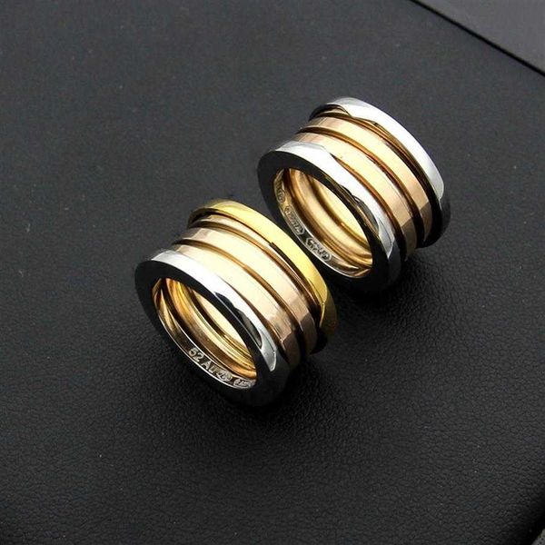 

small rose gold spring ring titanium steel classic style narrow three-color rings women designer jewelry whole269u, Silver