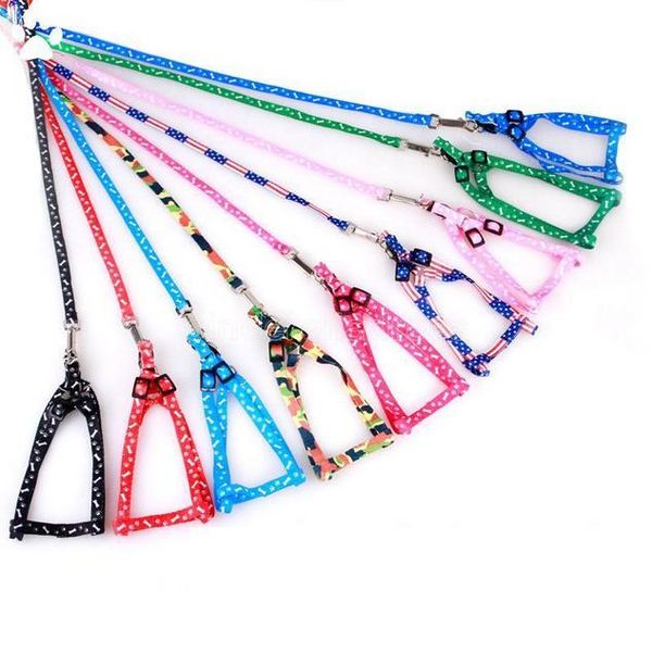 1,0*120 cm Hundegeschirr Leinen Nylon Gedruckt Einstellbare Haustier Hundehalsband Welpen Katze Tiere Zubehör Haustier Halskette Seil krawatte Kragen F0323
