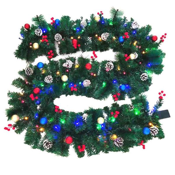 Ghirlande di fiori decorativi 2,7 M Natale LED Ghirlanda in rattan Pigna Albero di Natale artificiale Banner Decorazione Puntelli Ghirlande decorativeDeco