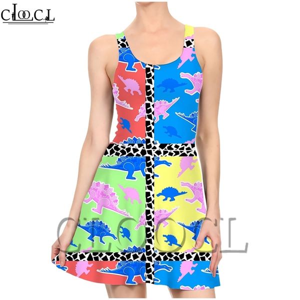 Padrão colorido Animais Ladies Party Summer Girls Girls 3D Print Sleesess Dress Sexy Fashion Beach 220617