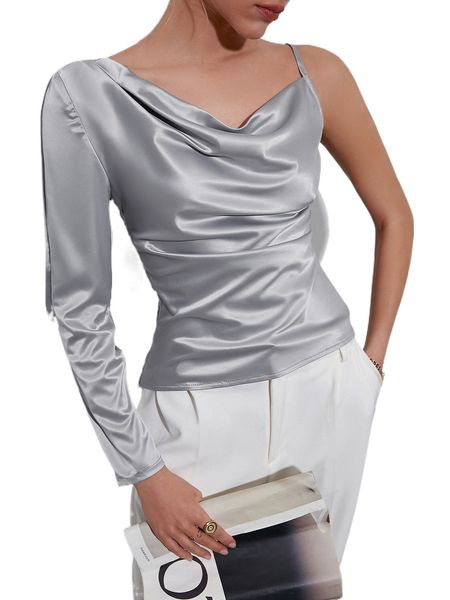 

sollinarry draped asymmetrical neck y5cx#, White