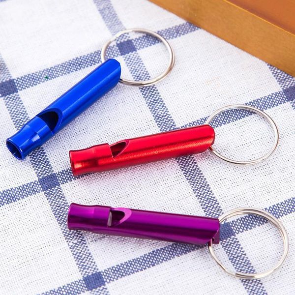 

new arrive2021 wholesale aluminum alloy whistle mini keyring keychain whistle outdoor emergency alarm survival sport camping hunting metal w