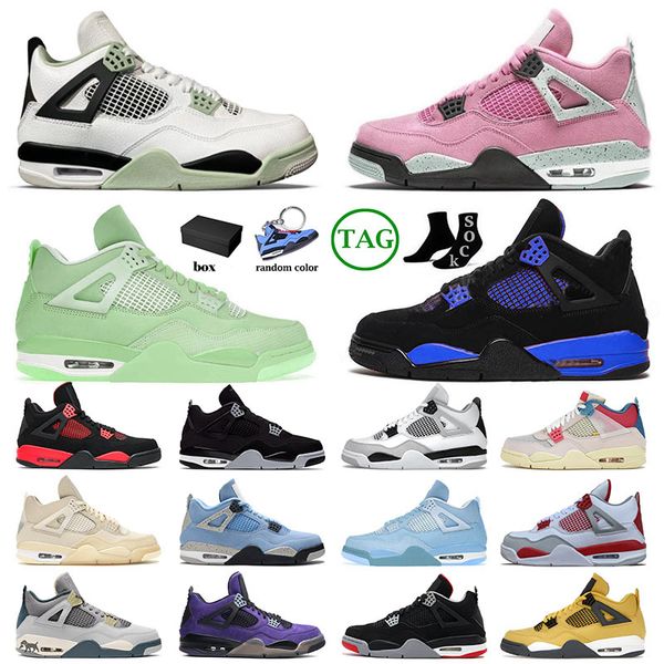 

jumpman 4 4s designer iv mens womens basketball shoes sb bred red blue thunder craft peach military black cat sneakers trainers with box big