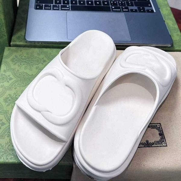 

women's slide sandal with interlockingg designer sandals platform slide mens slippers flip flops summer shoes fashion wide slipper with, Black