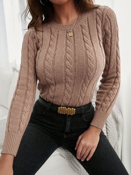 

cable knit solid sweater s6n7#, White;black