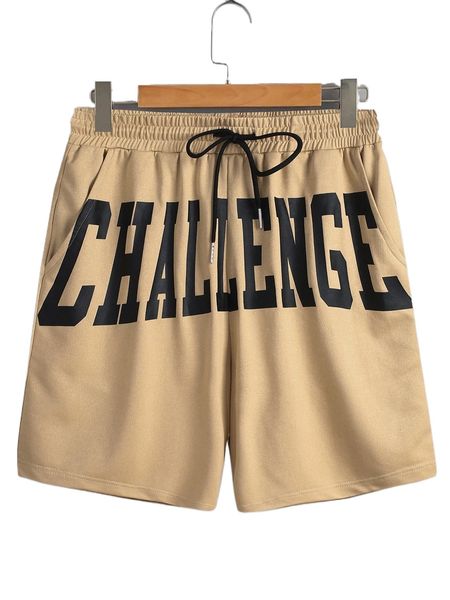 

men letter graphic drawstring waist shorts r6qd#, White;black