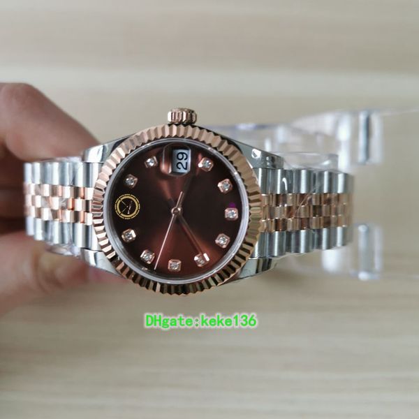 

super bpf ladies wristwatches 278274 31mm diamond brown dial two tones stainless steel sapphire jubilee bracelet automatic mechanical women&, Slivery;golden