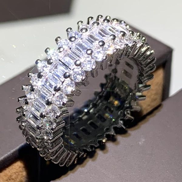 

cluster rings size 6-10 sell women fashion jewelry 925 sterling silver princess cut white cubic zircon promise wedding ring, Golden;silver