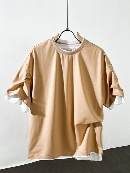 

men drop shoulder 2 in 1 tee s6ea#, White;black