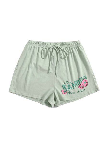 

romwe y2k revival floral letter graphic shorts i1hl#, White;black
