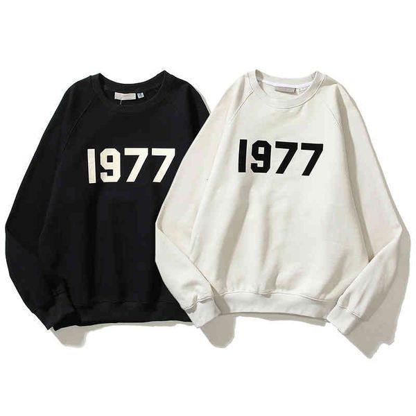 

men's hoodies sweatshirts early spring fog season 8 double line 77 flocking digital fleece sweater, Black