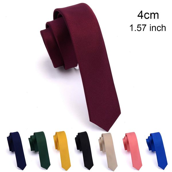 Gusleson Quality Casual 4cm Slim Cravatta solida Cravatte gialle verdi Fatte a mano Moda uomo Cravatta sottile tessuta per la festa nuziale