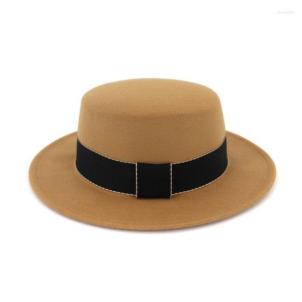 Breite Krempe Hüte Fedora Hut Männer Frauen Künstliche Wolle Mischung Hochzeit Party Bowler Winter Mode JazzHat Chapeau Großhandel Oliv22