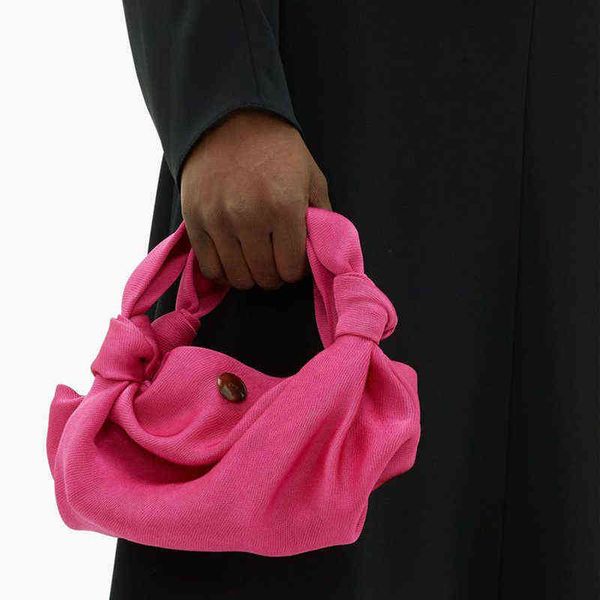 Abendtaschen Marke Weiche Seide Handtaschen für Frauen Handgeknüpfte Henkeltasche Hornknopfverschluss Clutch Bag Damenmode Geraffte Wolkentaschen 220416