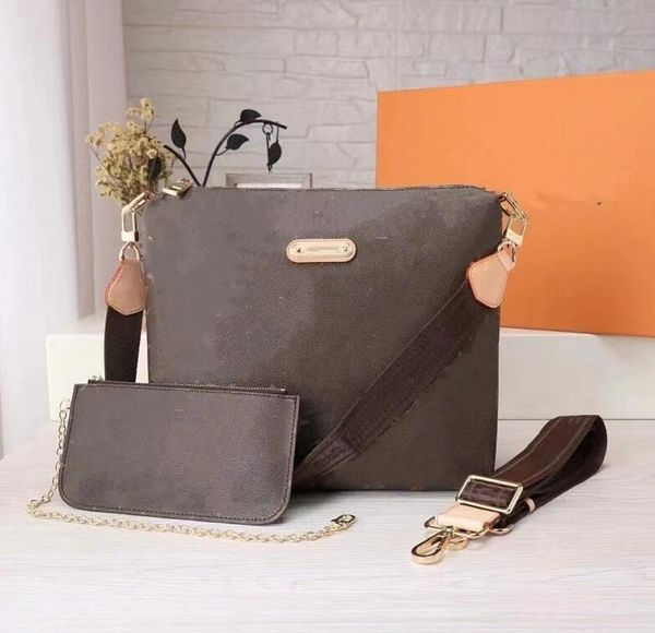 

2pcs set brown flowers shoulder designer bag business brand handbags tote crossbody bags chain messenger purse wallet