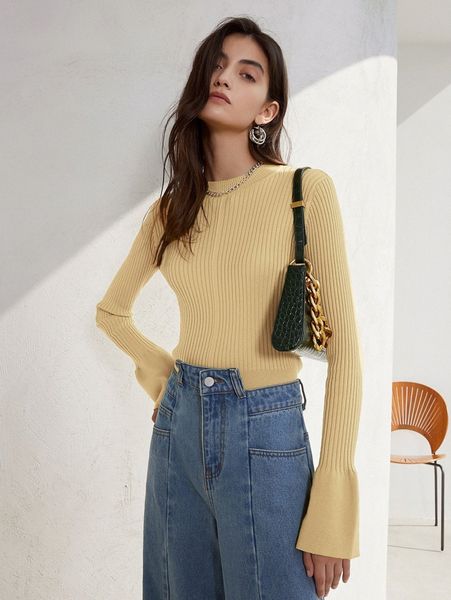 

solid ribbed knit sweater u3ie#, White;black