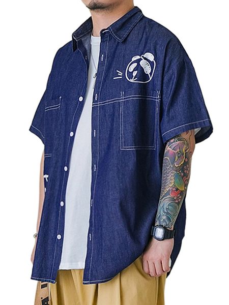 

extended sizes men cartoon & letter graphic drop shoulder shirt e0ay#, White;black