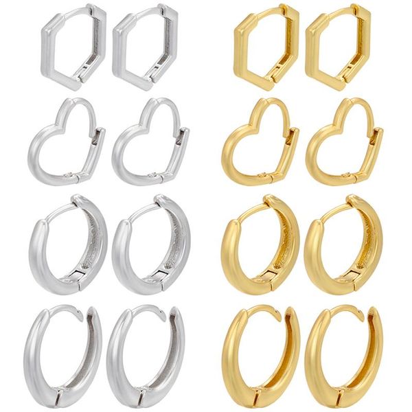 Hoop Huggie Gold Silber Farbe Geometrische kleine Ohrringe Herz rund oval für Frauen trendy Schmuck Großhandel Ve438Hoop Huggiehoop