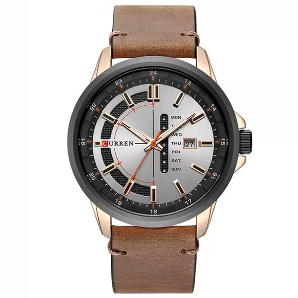 

zdr-fashion curren brand 8307 waterproof dial watches men wrist luxury quartz leather watch casual business wristwatches relogio masculino g, Slivery;brown