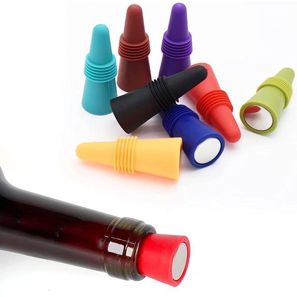 Tappi per vino in silicone riutilizzabili all'ingrosso Strumenti per bar Tappo per bottiglie di bevande Tappo con impugnatura superiore per mantenere il vino fresco Toppers FY5336