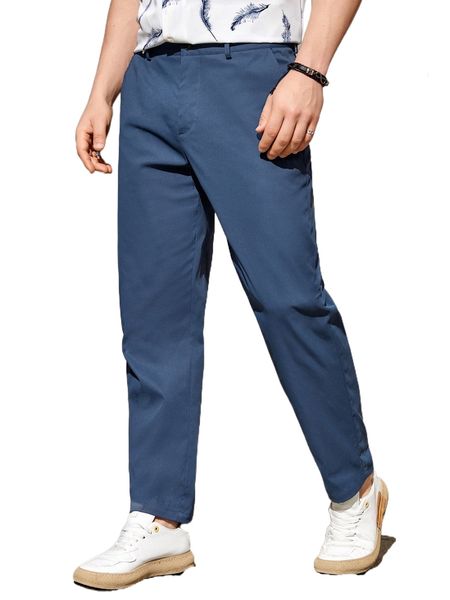 

men solid slant pockets pants a1bh#, Black