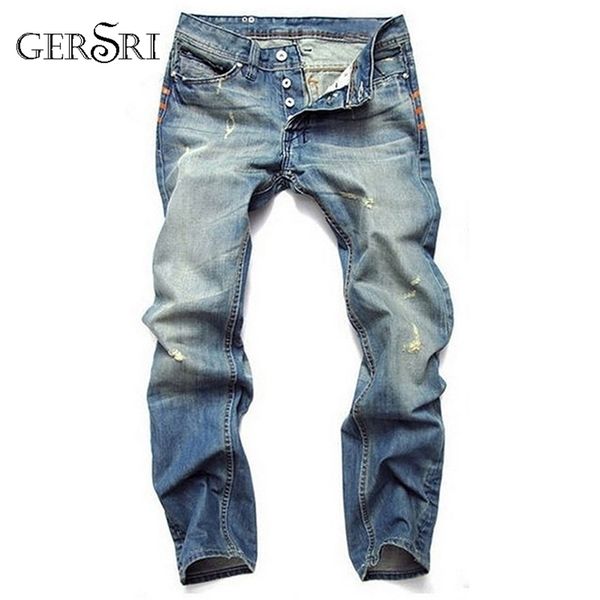 Gersri Vendita Casual Uomo Jeans Dritto Cotone Pantaloni Denim di alta qualità Vendita al dettaglio all'ingrosso Marchio Plus Size 220328