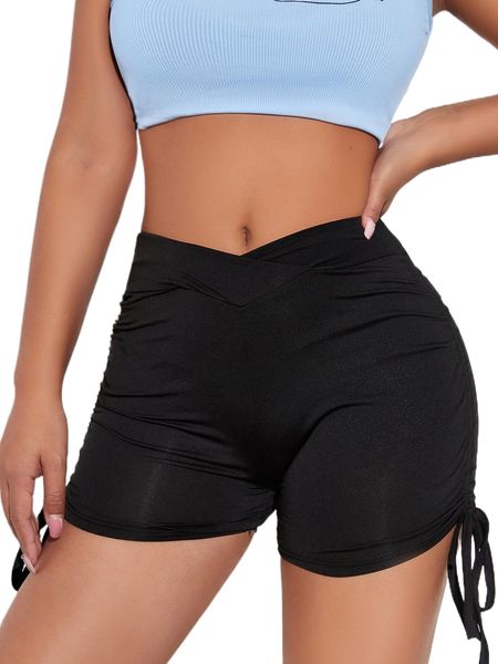 

sxy ruched tie side skinny shorts g8wp#, White;black