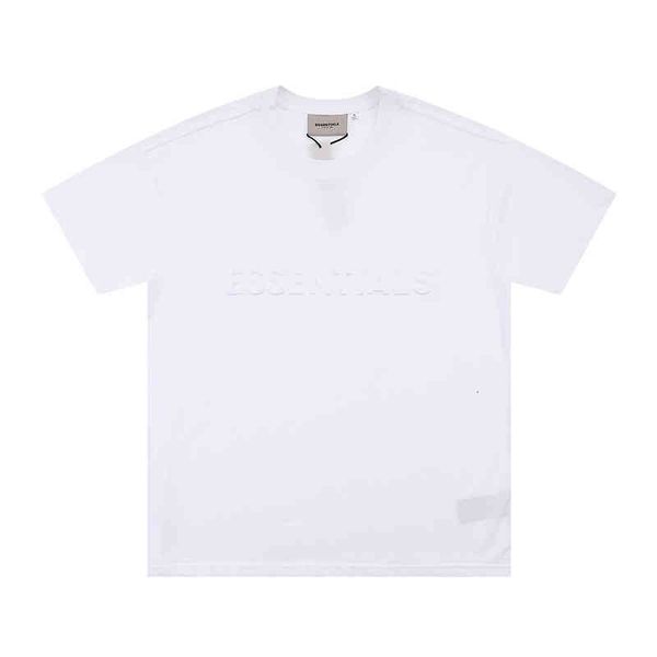 

50% discount god fog fear multi of thread essentials embossed short sleeve high street tide brand solid color summer t-shirt men factory sal, White;black