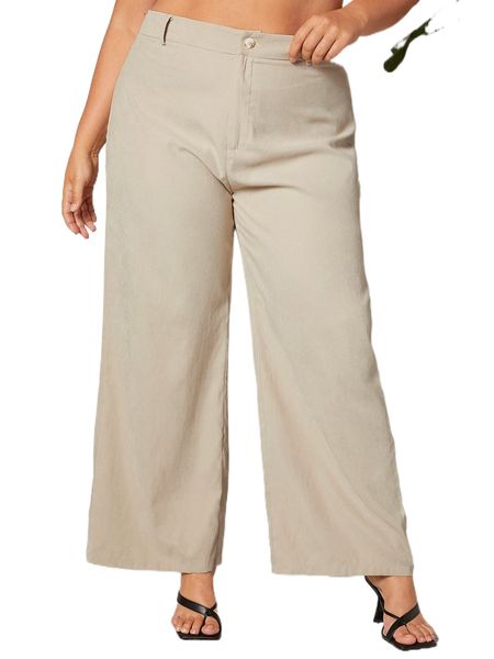 

plus high waist wide leg pants j7no#, Black