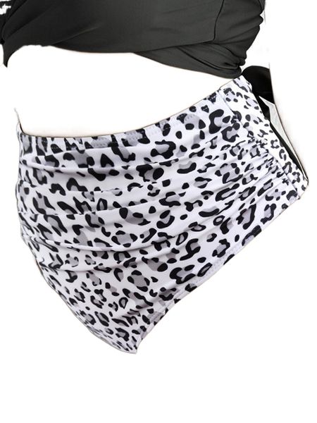

plus leopard print ruched bikini bottom s8av#, Black